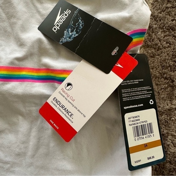 NWT Speedo Endurance One Piece Swimsuits Rainbow Pride Womens 24 - Picture 2 of 3